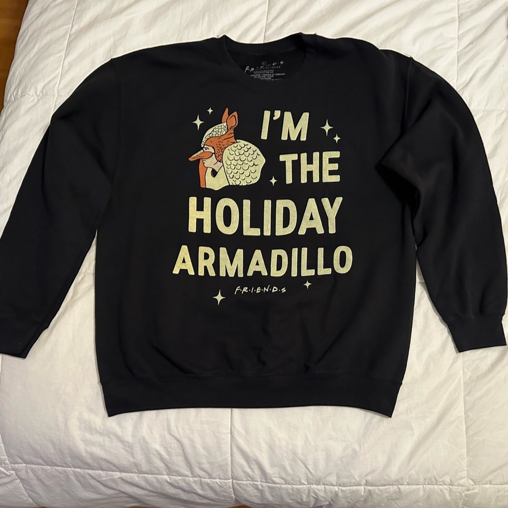 Friends Black Holiday Armadillo Sweatshirt, sz large